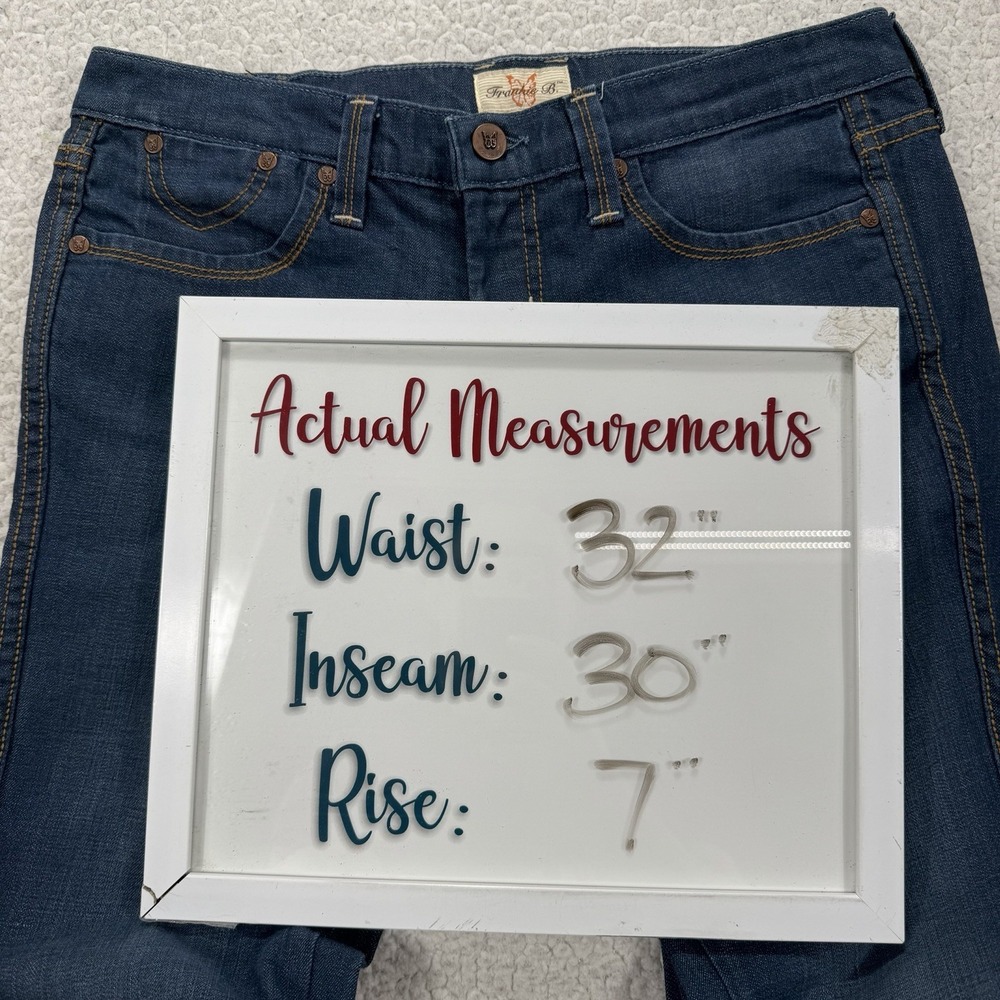 Frankie B Bootcut Jeans Women's 8 (32x30) USA Y2K Boho Western Flare Low Rise - Picture 14 of 14